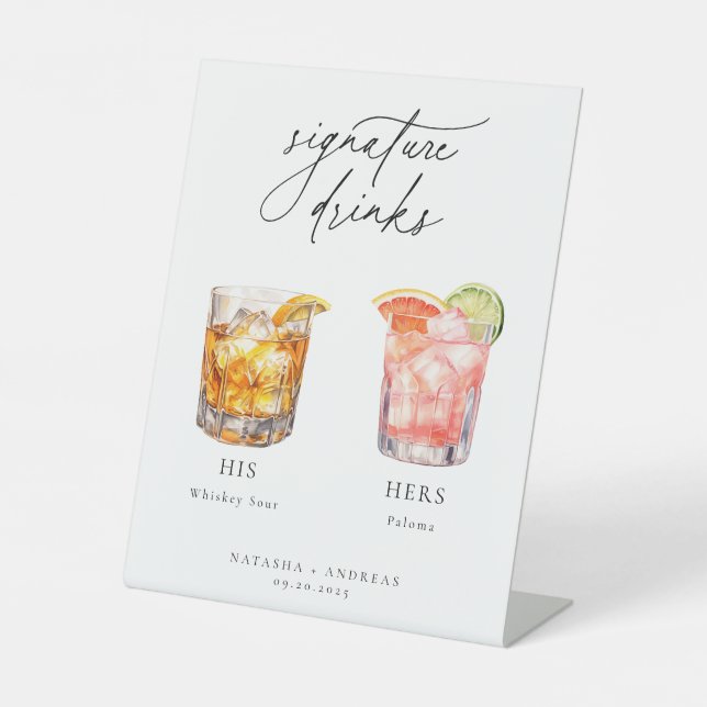 Contemporary Cocktails Signature Drinks Pedestal Sign (Front)