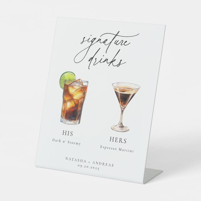 Contemporary Cocktails Signature Drinks Pedestal Sign (Front)