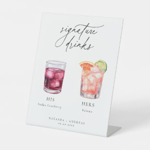 Contemporary Cocktails Signature Drinks Pedestal Sign