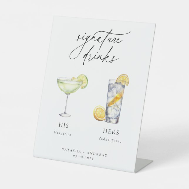 Contemporary Cocktails Signature Drinks Pedestal Sign