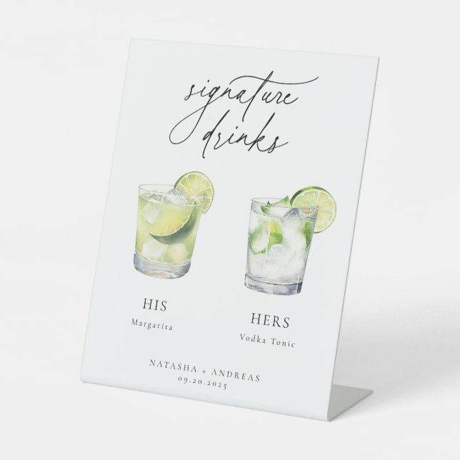 Contemporary Cocktails Signature Drinks Pedestal Sign (Front)