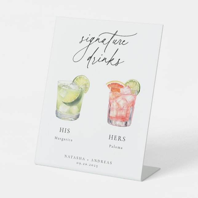 Contemporary Cocktails Signature Drinks Pedestal Sign (Front)
