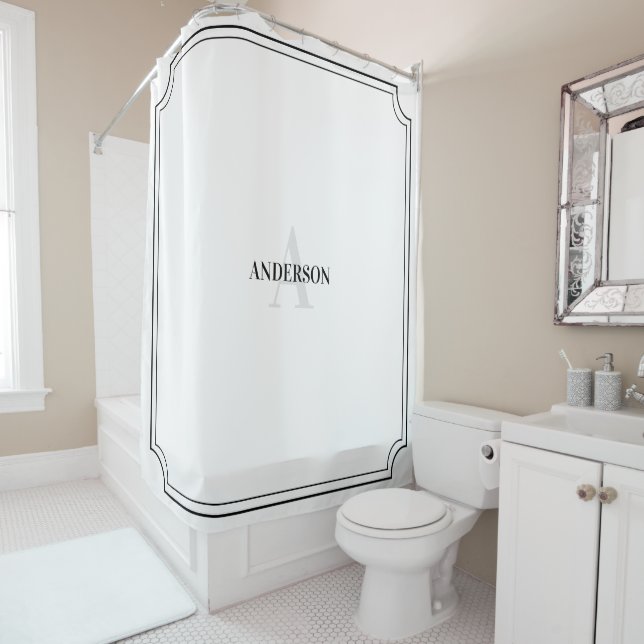 Contemporary Colonial Shower Curtain In Black (In Situ)