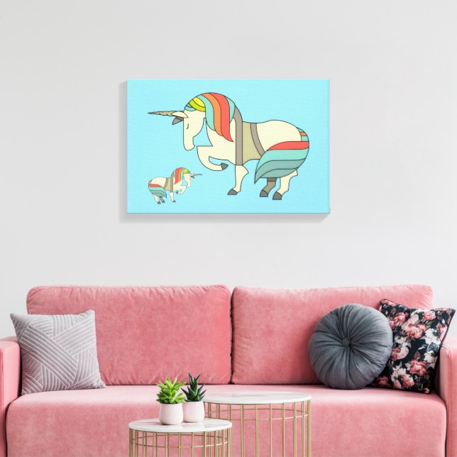 Contemporary Colorful Unicorn Canvas Print (Insitu(LivingRoom))