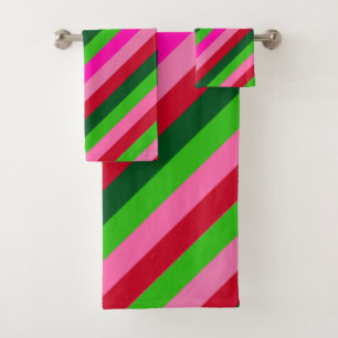 Contemporary Colors Christmas Stripes Bath Towel Set
