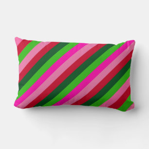 Contemporary Colors Christmas Stripes  Lumbar Pillow