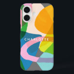 Contemporary Colourful Abstract Art Shapes Name iPhone 16 Case<br><div class="desc">Contemporary Colourful Abstract Shapes Personalized Phone Case</div>