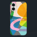 Contemporary Colourful Abstract Art Shapes Name iPhone 16 Case<br><div class="desc">Contemporary Colourful Abstract Shapes Personalized Phone Case</div>