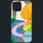Contemporary Colourful Abstract Art Shapes Name iPhone 12 Pro Max Case<br><div class="desc">Contemporary Colourful Abstract Shapes Personalized Phone Case</div>