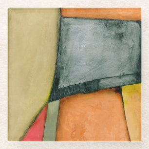 Contemporary Colourful Geometric Shapes Glass Coaster