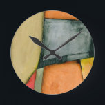 Contemporary Colourful Geometric Shapes Round Clock<br><div class="desc">This contemporary painting by Jennifer Goldberger is full of colourful geometric shapes. The style of the work makes it look like it was woven together from different bits of cloth. Order your copy of this piece today!</div>