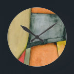 Contemporary Colourful Geometric Shapes Round Clock<br><div class="desc">This contemporary painting by Jennifer Goldberger is full of colourful geometric shapes. The style of the work makes it look like it was woven together from different bits of cloth. Order your copy of this piece today!</div>