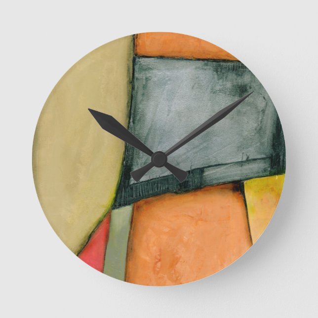 Contemporary Colourful Geometric Shapes Round Clock (Front)