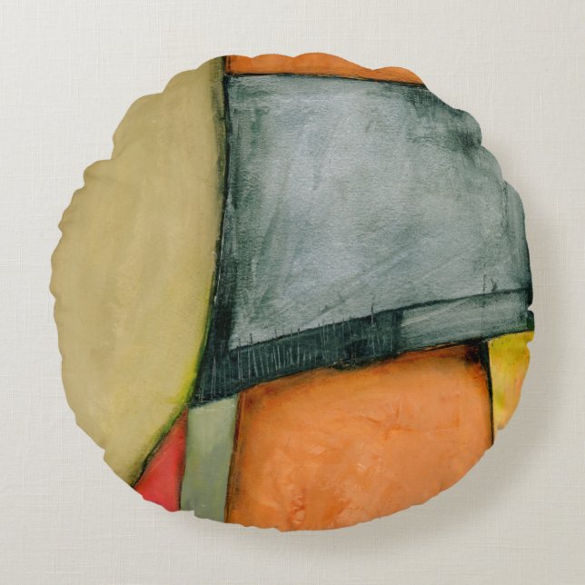 Contemporary Colourful Geometric Shapes Round Pillow (Front)