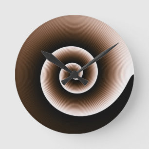 Contemporary Copper Orange Stylish Twirl Pattern Round Clock