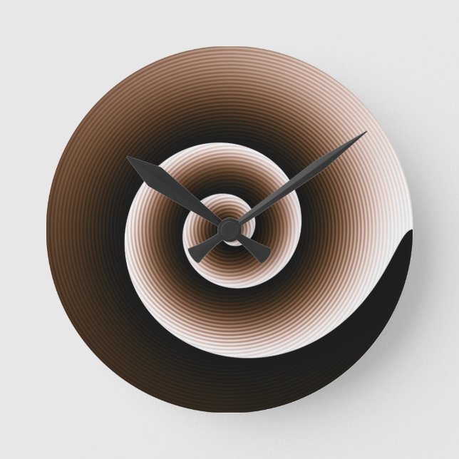 Contemporary Copper Orange Stylish Twirl Pattern Round Clock (Front)