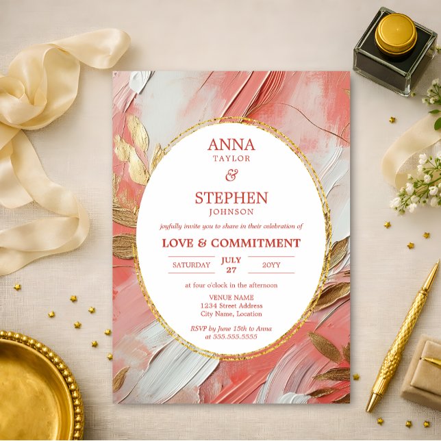 Contemporary Coral Elegance Commitment Ceremony Invitation (Creator Uploaded)