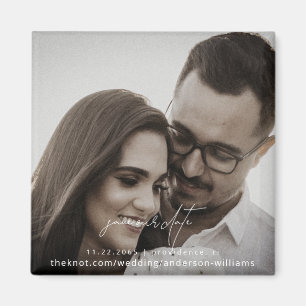 Contemporary Couple Photo Save our Date Magnet