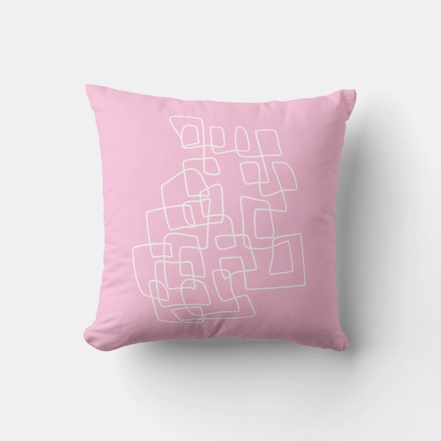 Contemporary Cute Pink Modern Abstract Line Art Throw Pillow (Front)