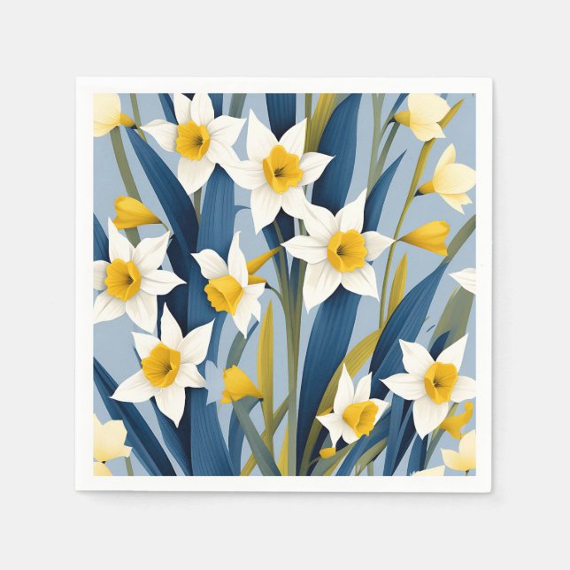 Contemporary Daffodil Flowers Napkin (Front)