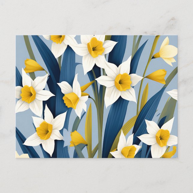 Contemporary Daffodil Flowers Postcard (Front)
