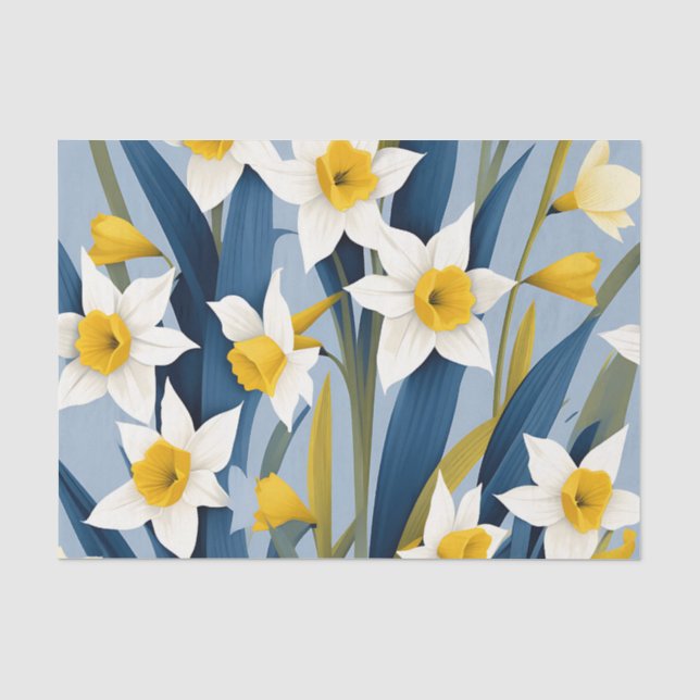 Contemporary Daffodil Flowers Tissue Paper (Front)