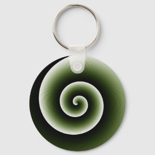 Contemporary Dark Deep Green Stylish Twirl Pattern Keychain
