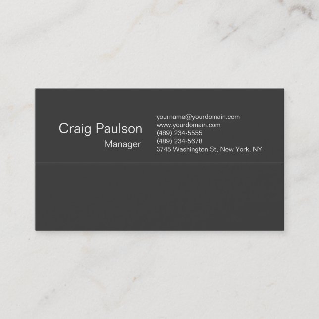 Contemporary Dark Grey Attractive Business Card (Front)