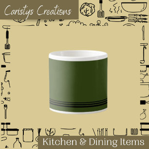 Contemporary Dark Olive with Stripes Espresso Mug