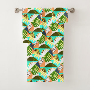 Contemporary Digital Afrocentric Art Deco Tropic Bath Towel Set