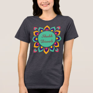 Contemporary Diwali Deepa Rangoli Tri-Blend Shirt