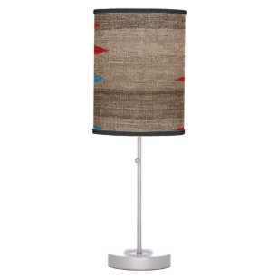 Contemporary Dusty Blue Grey Striped  Table Lamp