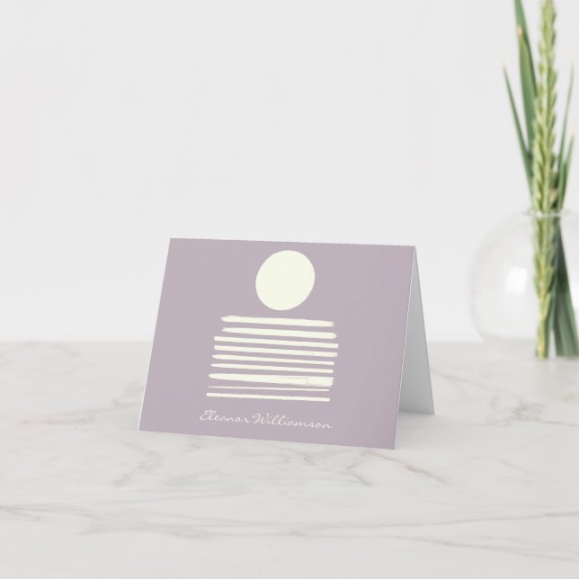 Contemporary Dusty Lilac Abstract Art Personalized Note Card (Front)