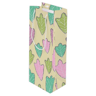Contemporary East Oak Leaves Pattern Wine Gift Bag