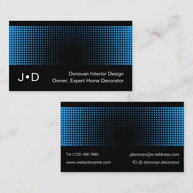 Contemporary Eclectic Azure Blue White Art Pattern Business Card (Front/Back)