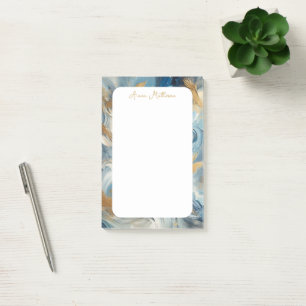 Contemporary Elegance Blue White Gold Post-it Notes