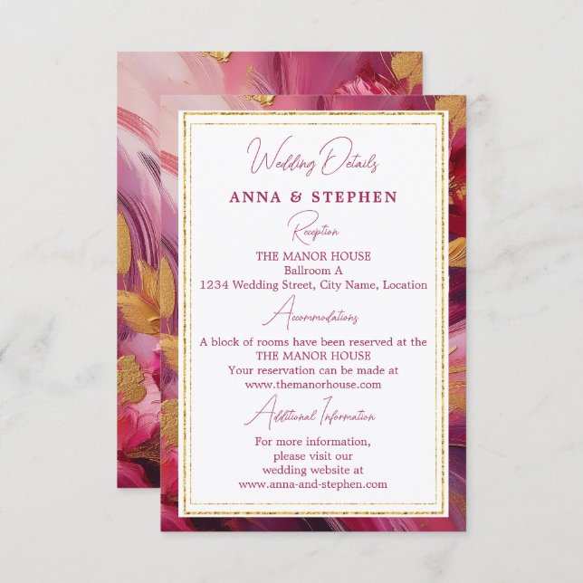 Contemporary Elegance: Fuchsia Pink Gold Enclosure Card (Front/Back)