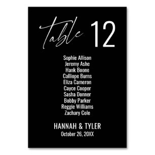 Contemporary Elegant Black Double Digits Table Number