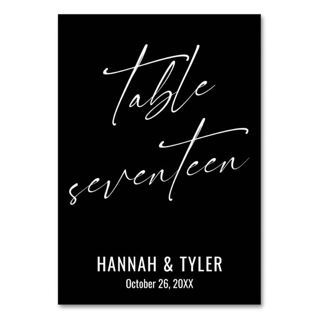 Contemporary Elegant Black Table Seventeen Number (Front)