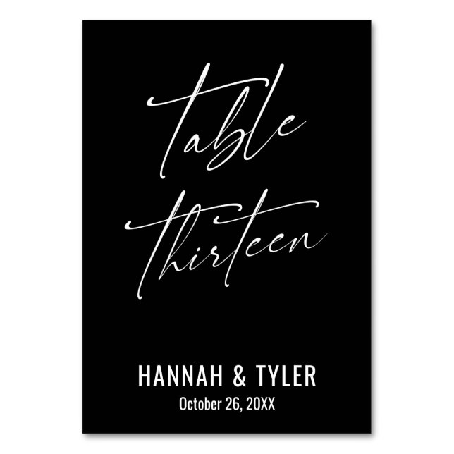 Contemporary Elegant Black Table Thirteen Number (Front)