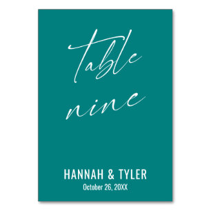 Contemporary Elegant Teal Table Nine Number