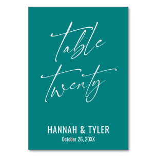 Contemporary Elegant Teal Table Twenty Number