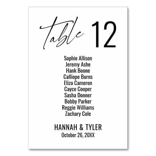 Contemporary Elegant Typography Double Digit Table Number (Front)