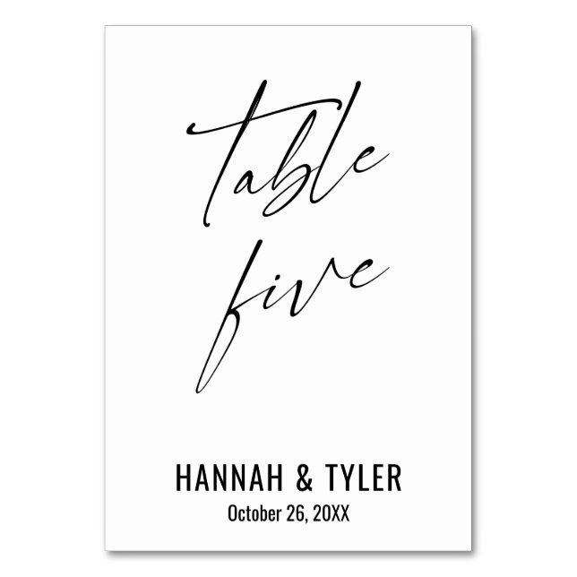 Contemporary Elegant Typography Table Five Number (Front)