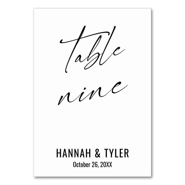 Contemporary Elegant Typography Table Nine Number (Front)