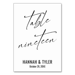 Contemporary Elegant Typography Table Nineteen Number
