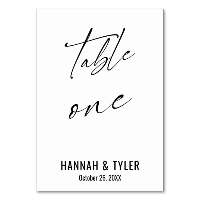 Contemporary Elegant Typography Table One Table Number (Front)