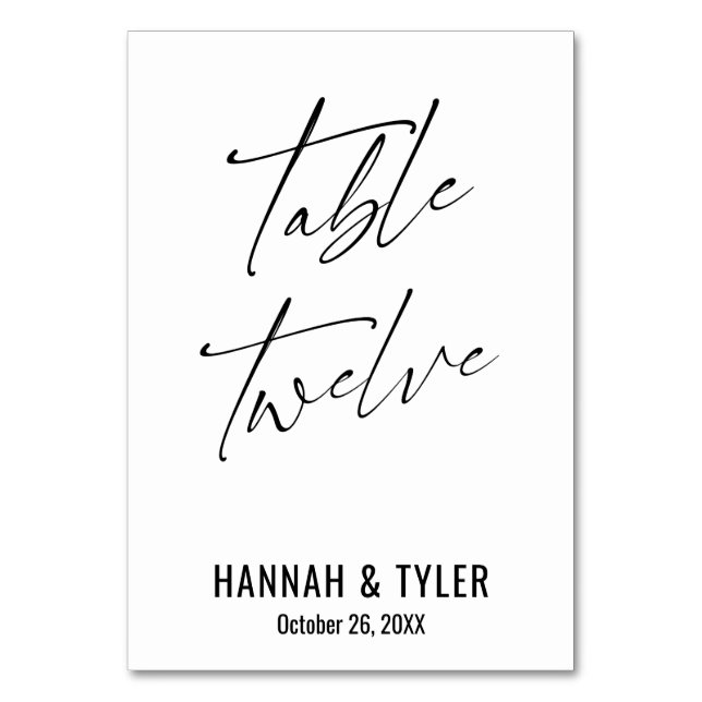 Contemporary Elegant Typography Table Twelve Number (Front)