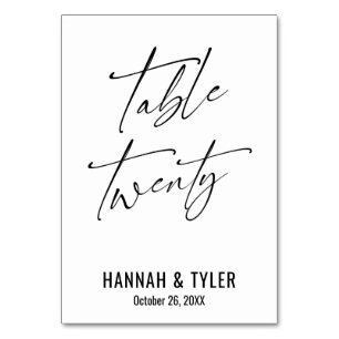 Contemporary Elegant Typography Table Twenty Number