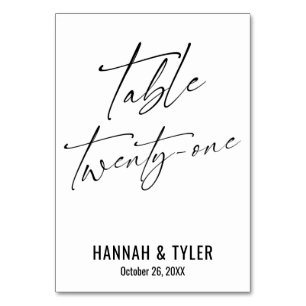 Contemporary Elegant Typography Table Twenty-One Table Number